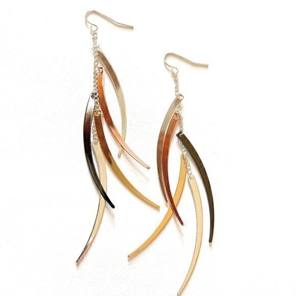Mixed Metal Dangle Earrings Womens Long Boho Earrings